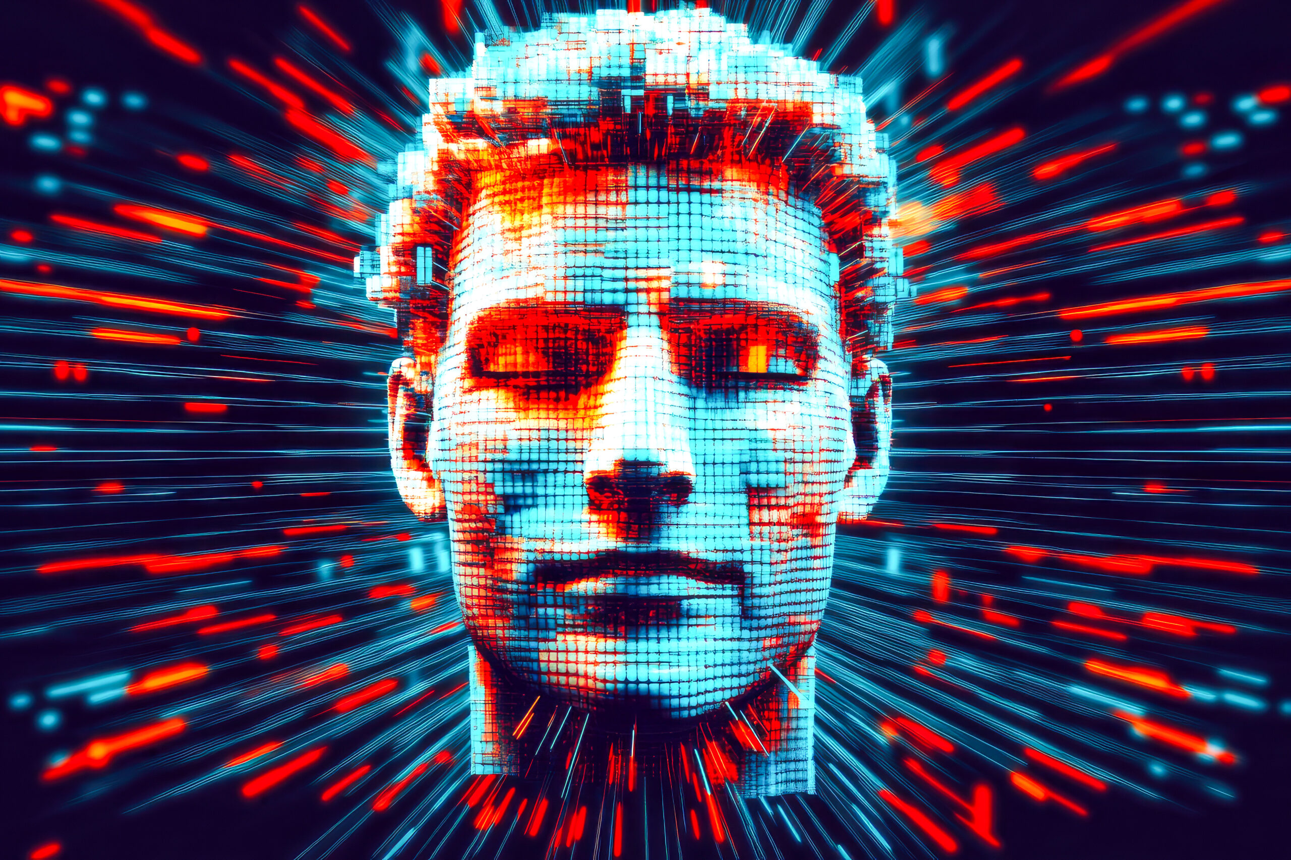 digital-human-with-radiant-effects Abstract human face breaking into binary numbers and pixels, glitch overlay, bright red and blue accents --chaos 30 --ar 3:2 --style raw --sref https://s.mj.run/ctAb2HjsIfk https://s.mj.run/lPCcZd6Jfqo --stylize 0 --v 6.1 Job ID: a9cd3990-4988-47fb-b455-dd1a1a5f7373